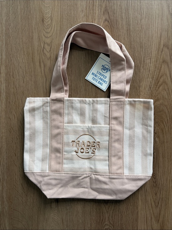 Trader Joe'S Handbags - Trader Joe’s Tan Mini Striped Canvas Tote Bag
